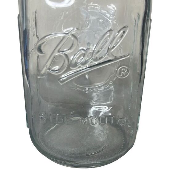 Ball Wide Mouth Glass Drinking Jar Pitcher with Black Lid Clear Fruit Design New - Picture 2 of 5